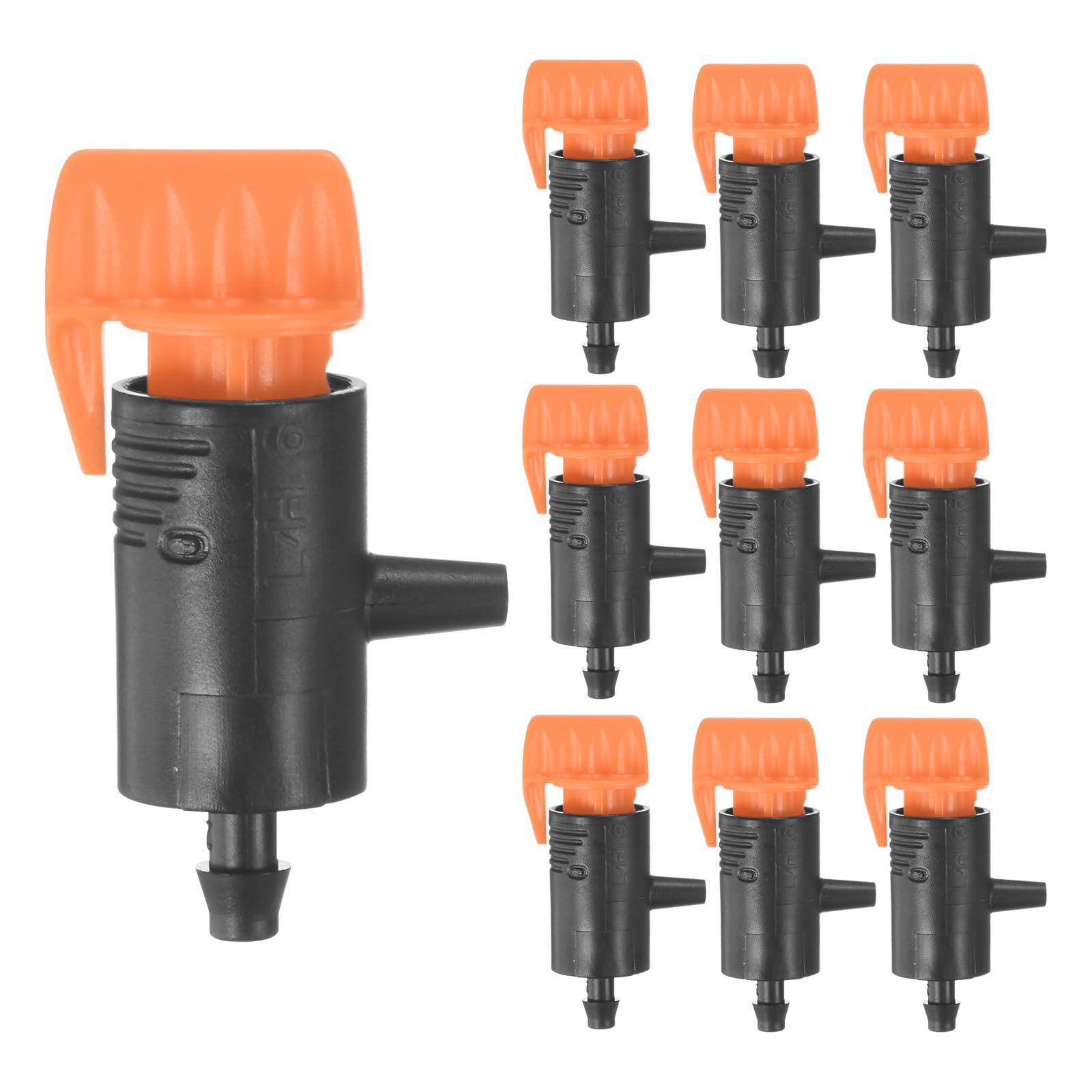 M METERXITY 10-Pack Flag Irrigation Dripper Emitter, 0-200L/H Plastic Drip Irrigation Connect for Garden/Trees/Herbs/Aquarium, Irrigation System Parts Tool [Black]