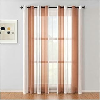 Gualiy Polyester Thin Sheer Curtains, Transparent Stripe Living Room Curtains Modern 52 x 84 inch Coffee Window Drapes and Curtains for Living Room