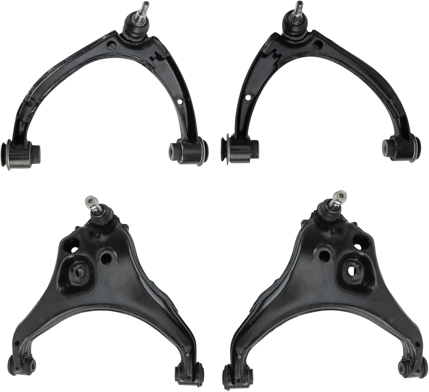 TRQ Front Upper and Lower Control Arm Set with Preinstalled Ball Joints (4‑Piece)