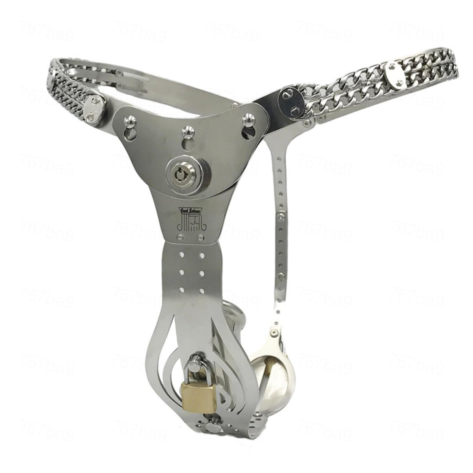 Ceinture De Chasteté Pénis Inversée Cceintures Ceintures Homme Avec Serrure Metal Chastity Belt Pour Acier Men Métal Sissy Male Man Cage À Pink,silver-0.76-1m