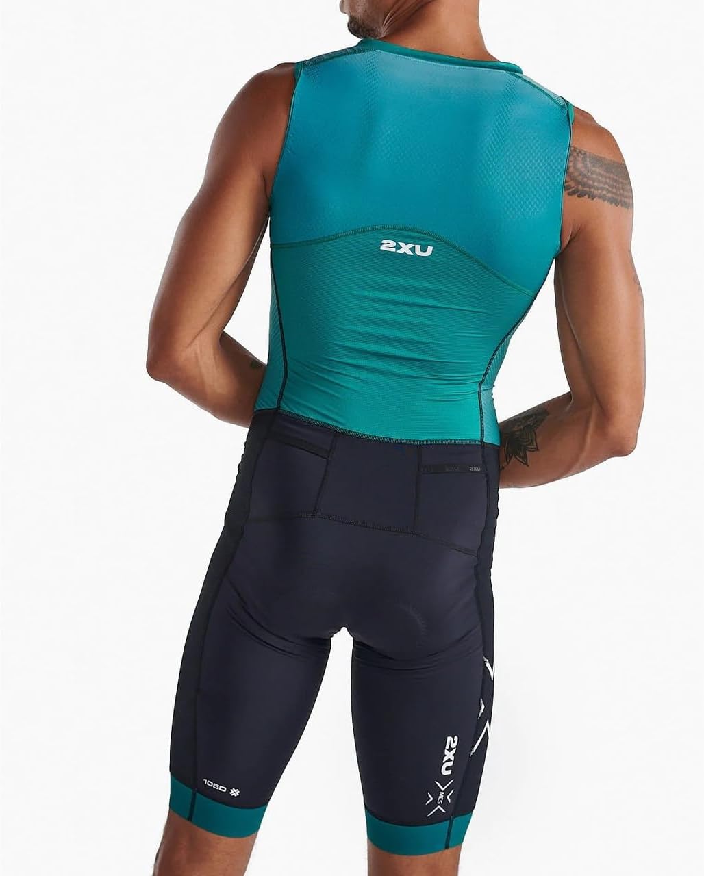 2XU Men's Light Speed Front Zip Sleeveless Trisuit Forest Green/Raft