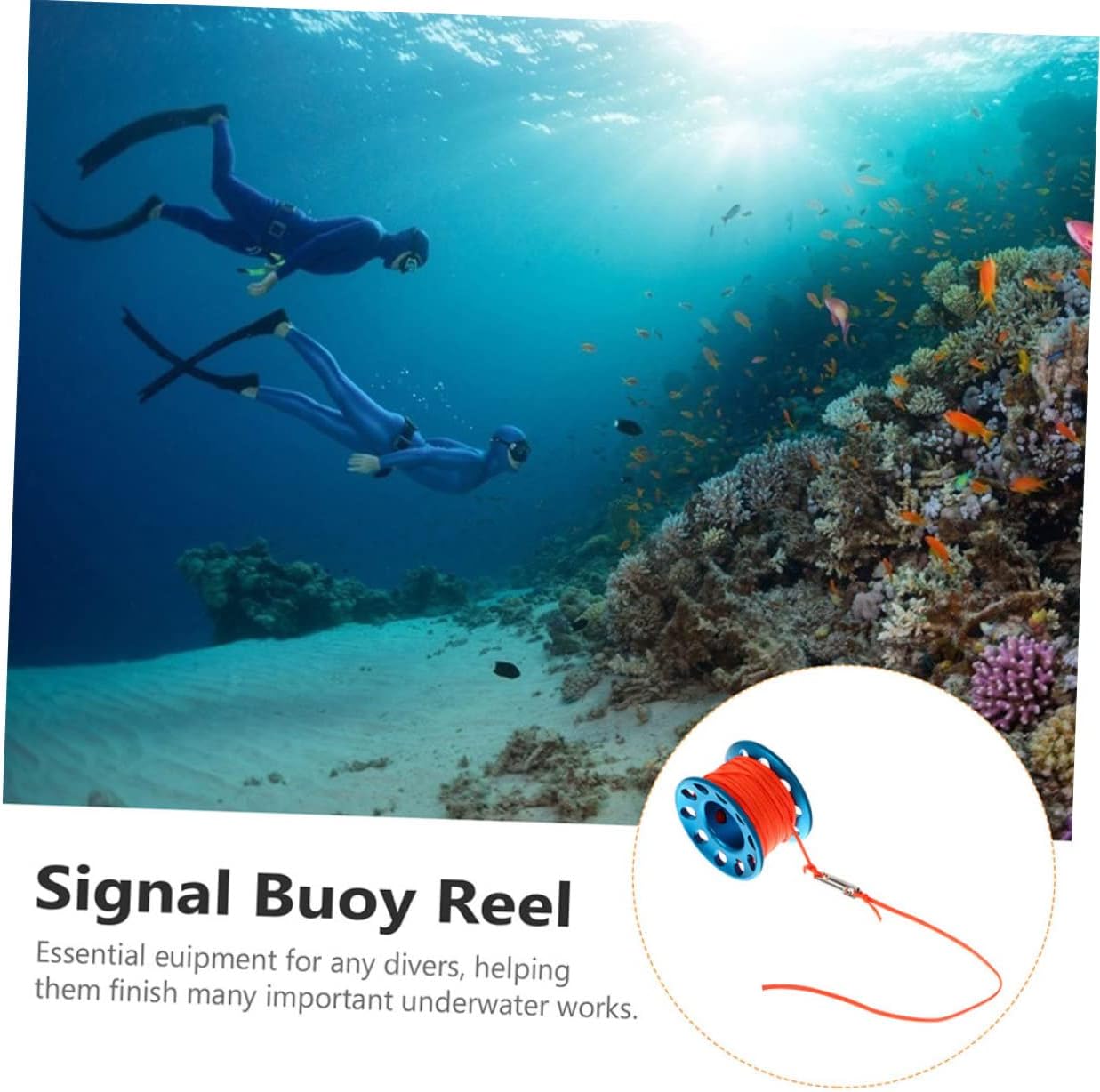 1 Set Professional Scuba Diving Spool with Rope Reel Durable Underwater Diving Tool for Scuba Accessories Blue