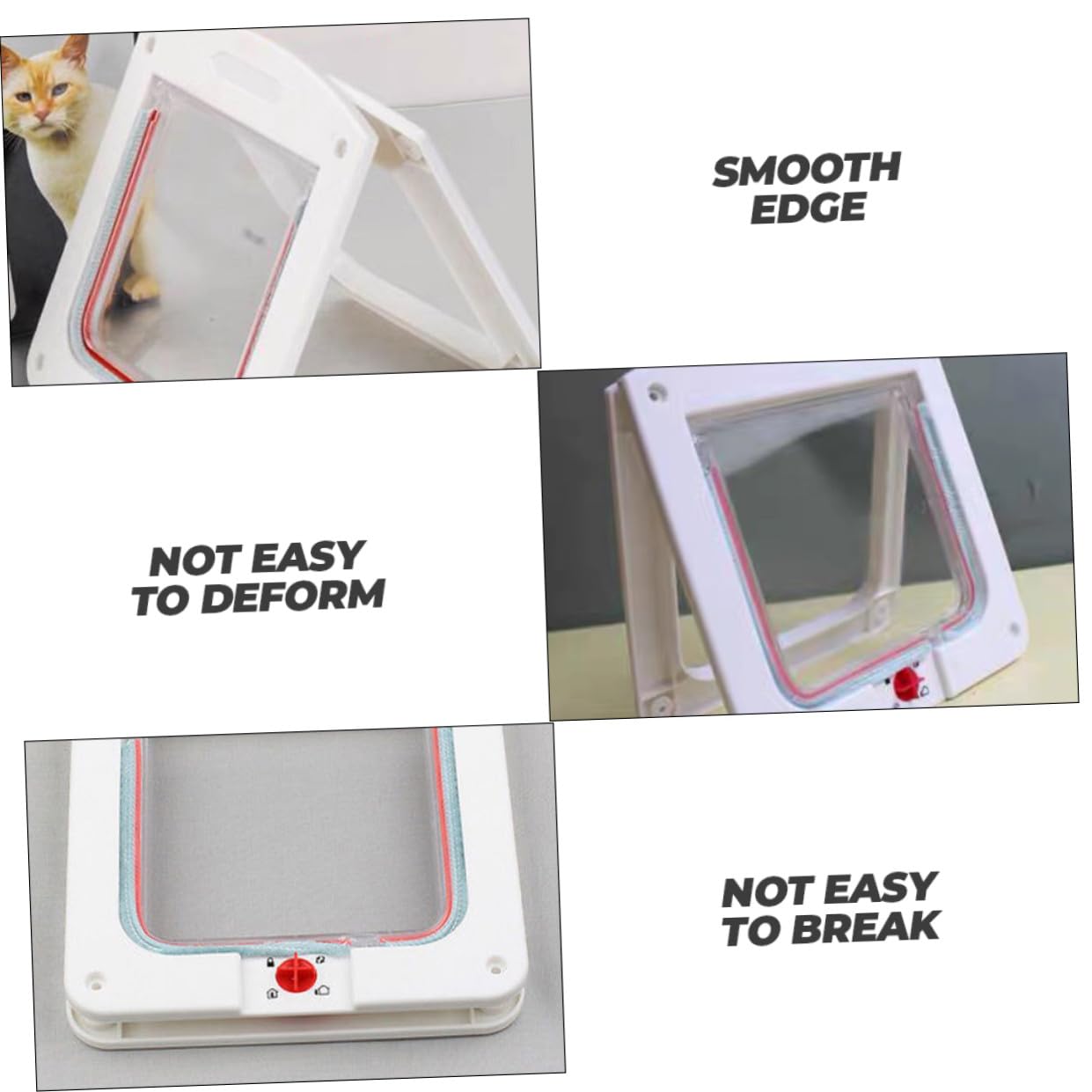 Lot de 2 Chatières Petites pour Chat en Plastique Blanc et Marron Porte pour Animaux de Compagnie Système D’Ouverture et Fermeture Manuelle Adaptée à la Liberté D’Accès