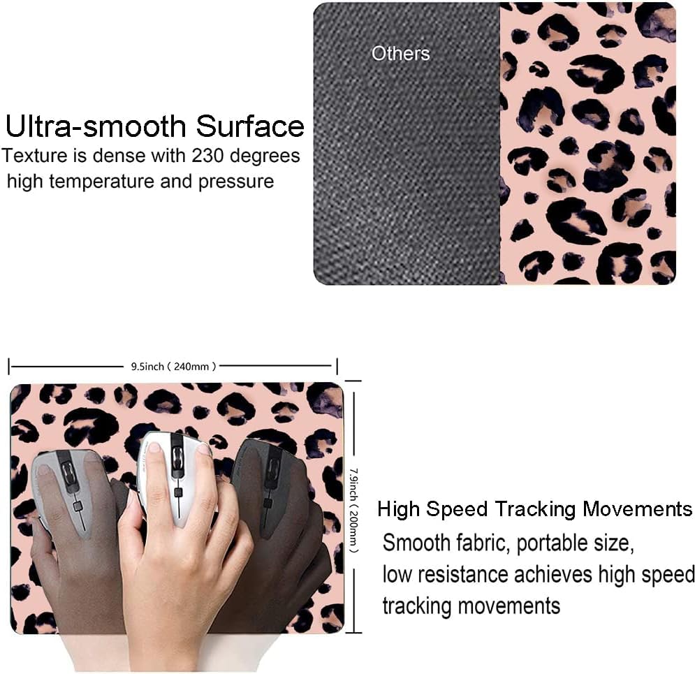 Image of Premium-Textured Mouse Pad, Non-Slip Rubber Base Mousepad for Laptop, Computer & PC, 9.5x7.9 in - Enhanced Precision, Ergonomic Comfort, Ideal for Gaming & Office (Leopard)