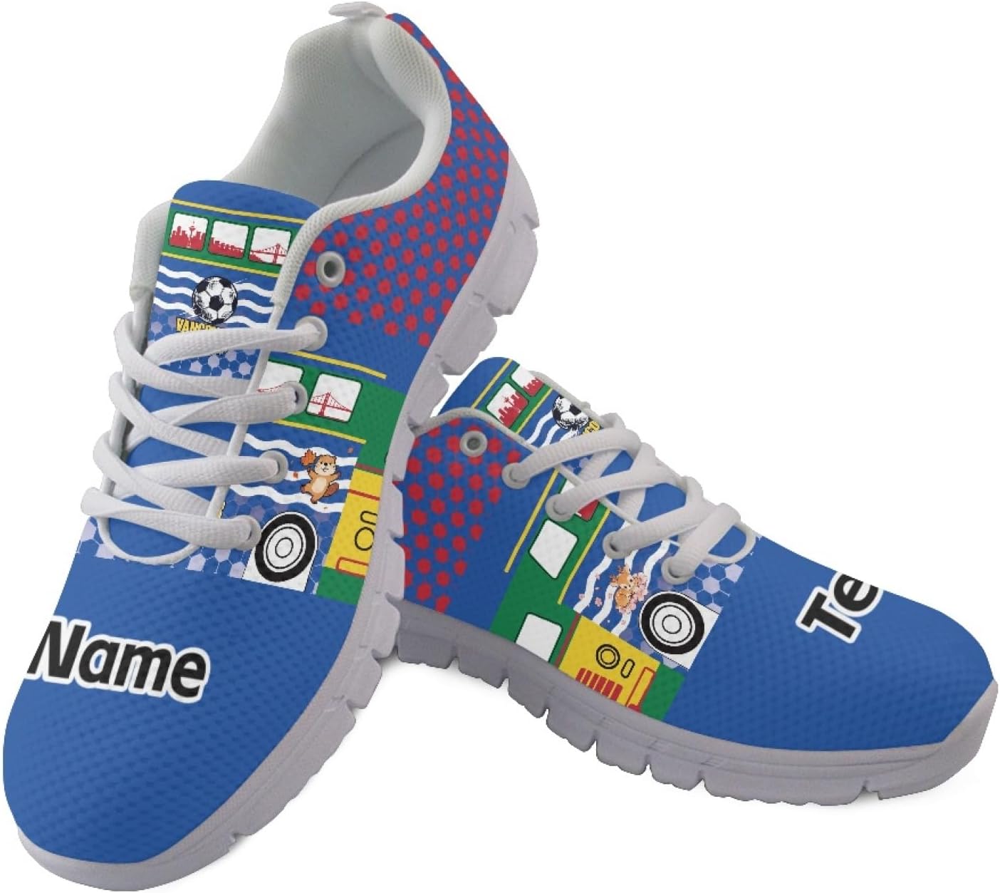 Custom Name Soccer Theme Running Shoes Lightweight Breathable Non Slip Gifts for Soccer Lovers Men Women Teens