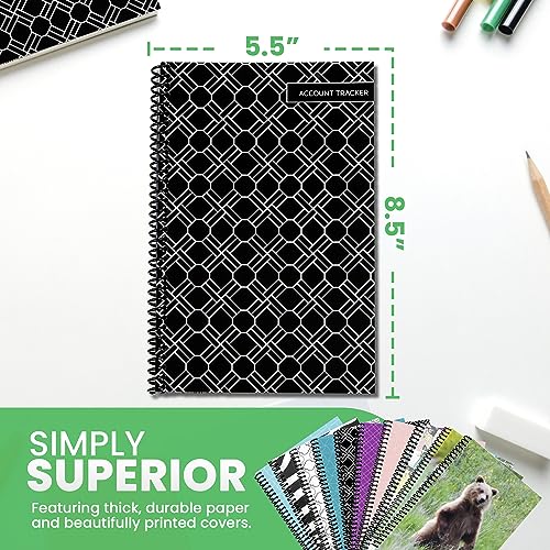 Registre de vérification et cartes tracker de compte simple | Double pack noir compact - 4