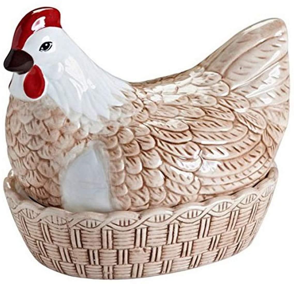 Egg Storage Basket - Farm Yards - Rustic Style with a Modern Twist - Chicken Shaped Top – Dolomite Material - Egg Holder - Rise & Shine Hen Nest