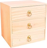 Vista 8 de Caja de almacenamiento de madera natural, cajón de escritorio, organizador de gabinete de madera individual, cajón organizador de mesa con mango