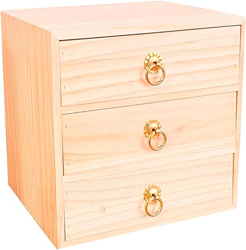 Miniatura 8 de Caja de almacenamiento de madera natural, cajón de escritorio, organizador de gabinete de madera individual, cajón organizador de mesa con mango