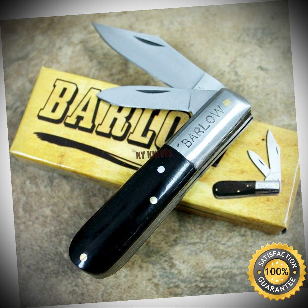 Rite Edge Barlow Pocket Knife 3.5'' Closed -Ebony Wood Handle 202823 - Outdoor For Camping Hunting Cosplay
