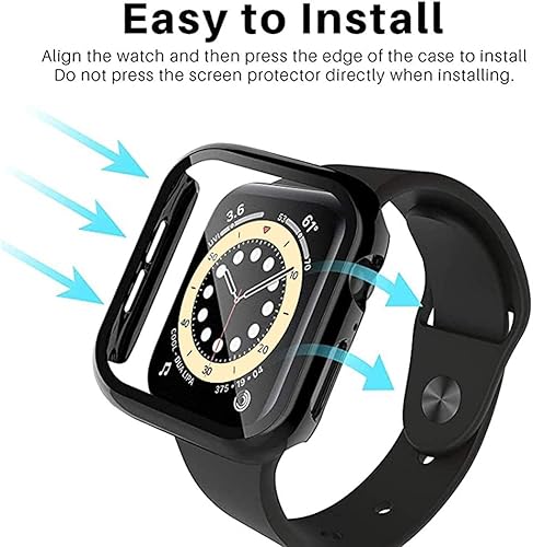 Vista 20 de HANKN Paquete de 2 fundas de vidrio templado de 1.77 pulgadas compatibles con Apple Watch Series 8 7 fundas protectoras de pantalla de vidrio plata