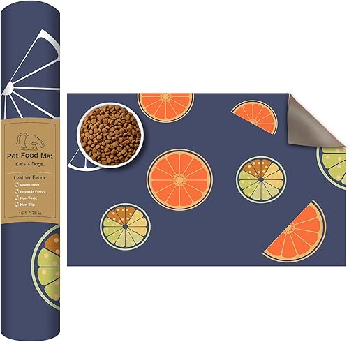 Tapete de comida para gatos tapete antideslizante e impermeable de 16.5 x 28 pulgadas para comida y agua, evita derrames de alimentos y suciedad en