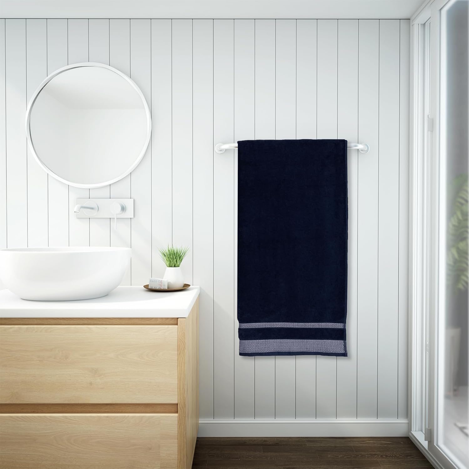 Spaces Hygro Cotton 600 GSM Dobby Weave Solid Premium Bath Towel | Super Absorbent, Quick Dry & Ultra Soft - 75 x 150 Cm - Midnight Blue-image-15