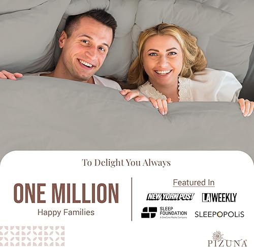 Miniatura 2 de Pizuna Sábanas de algodón puro 100% tamaño Queen, lujosas sábanas de satén de algodón de fibra larga de 400 hilos, tamaño Queen con bolsillo