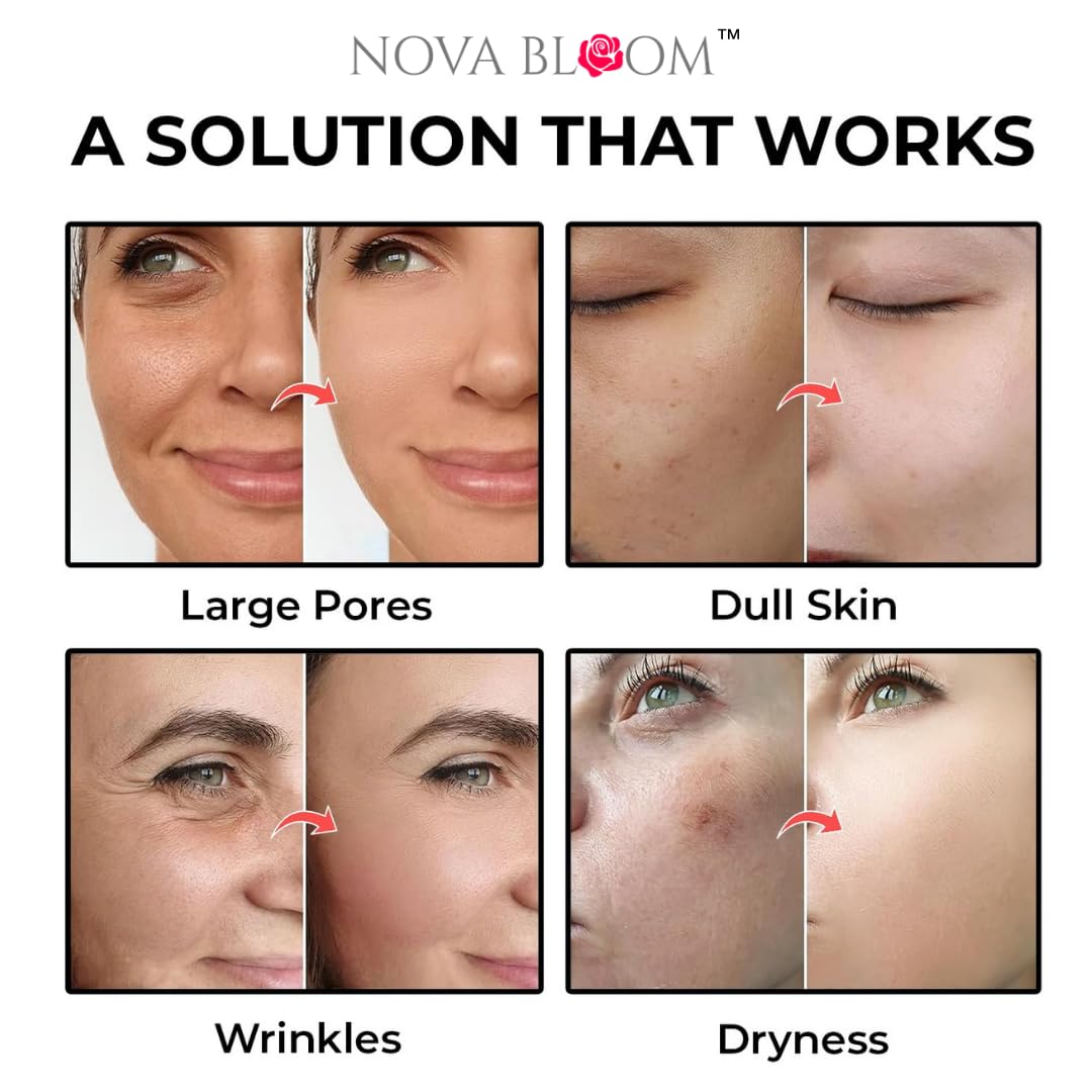 Nova Bloom Bio-Collagen Deep Face Mask | Hydrating Overnight Mask for Glowing Skin | Hyaluronic Acid & Niacinamide | Anti-Ageing, Pigmentation, Pore Minimizing | All Skin Types (Pack of 5)