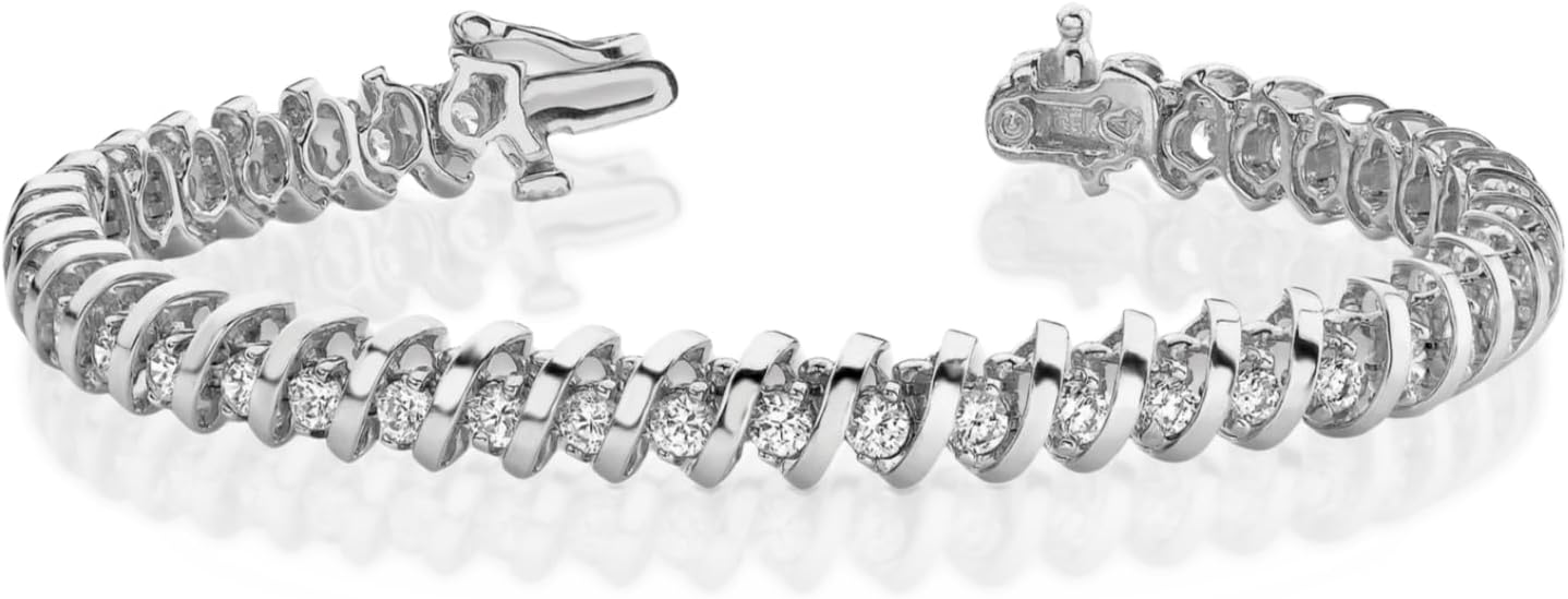 IceCarats 14K Solid White Gold 0.94 carat Lab Diamond Tennis Bracelet 7 inch Round Cut, Polished For Her