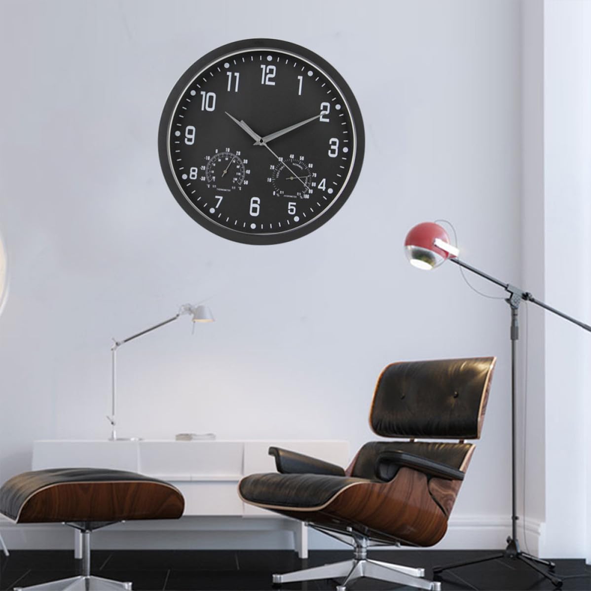 EXCEART Reloj Negro de Cuarzo de 14 Pulgadas Multifuncional de Pared