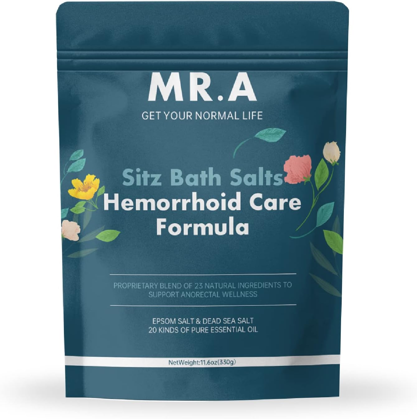 Sitz Bath for Hemorrhoids,Premium Grade 23 Ingredients, Advanced Hemorrhoid Treatment Formula Epsom Salt Dead Sea Salt Essential Oils, Sitz Bath Salts for Hemorrhoids Toilet Seat Bathtug 11.6 oz