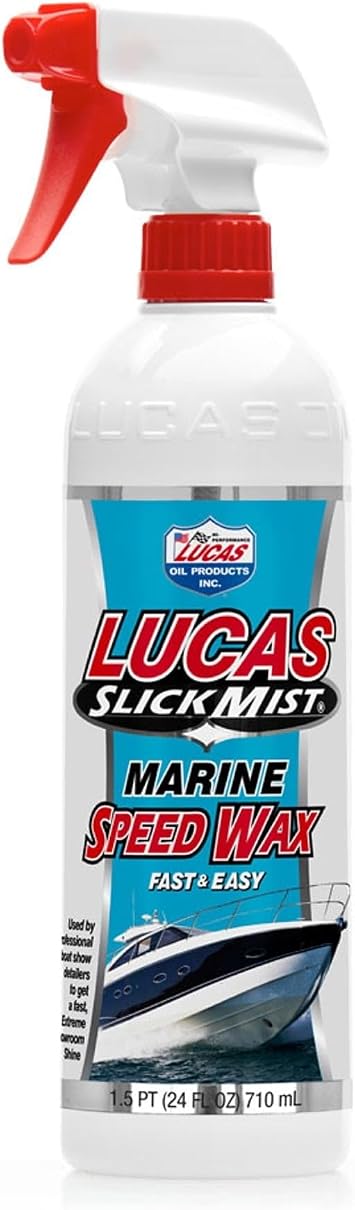 Lucas Oil Slick Mist Marine Speed Wax, Fast & Easy Spray Polish, Polymer Gloss Intensifier, 24 oz