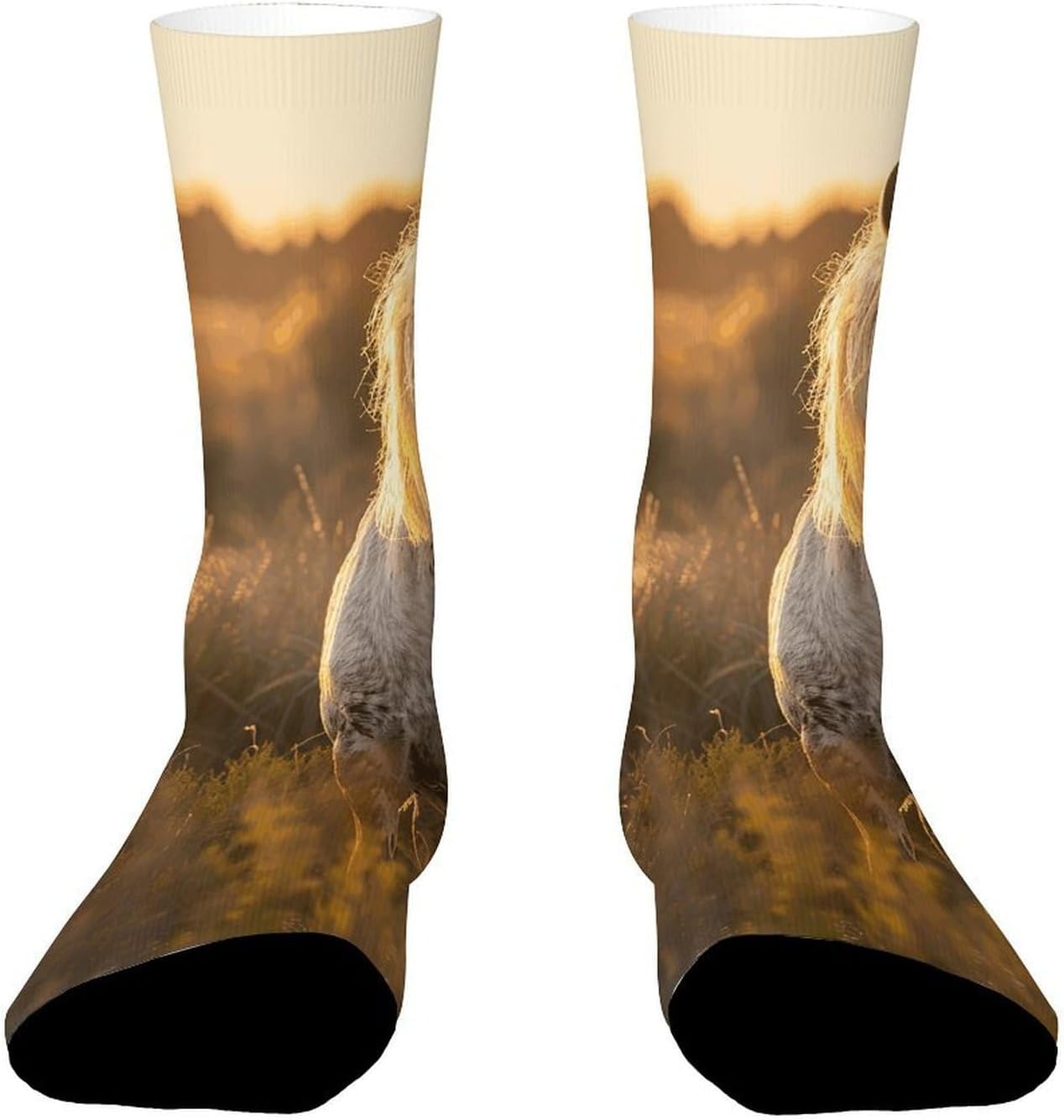 Moisture Wicking Socks, Breathable, Lightweight Crew Sock, Casual | Real Horse Photos Work Socks for Women Men, Elastic Soft Boot Socks for Travel, Seamless
