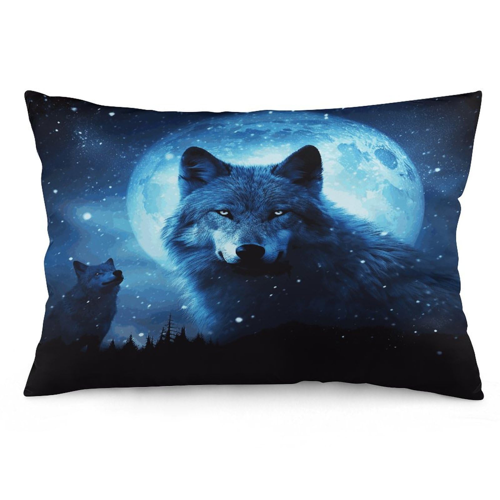 Wolfs Throw Pillow Covers with Silent Zipper Polyester Pillow Protectors Removable Pillow Cases Soft Pillowcase Cozy Pillow Sham Cushion Cover for Sofa Car Bed 16 "x24