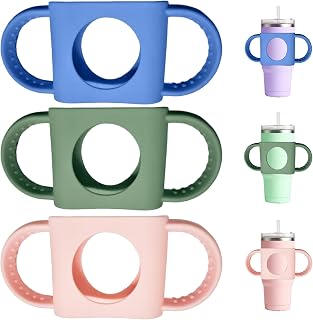 3 Pack Silicone Cup Grip Handles, Universal Soft Dual Handle for Toddler Water Bottle, Fits Owala 12oz, Zak 12oz 15oz, Stanley 14oz