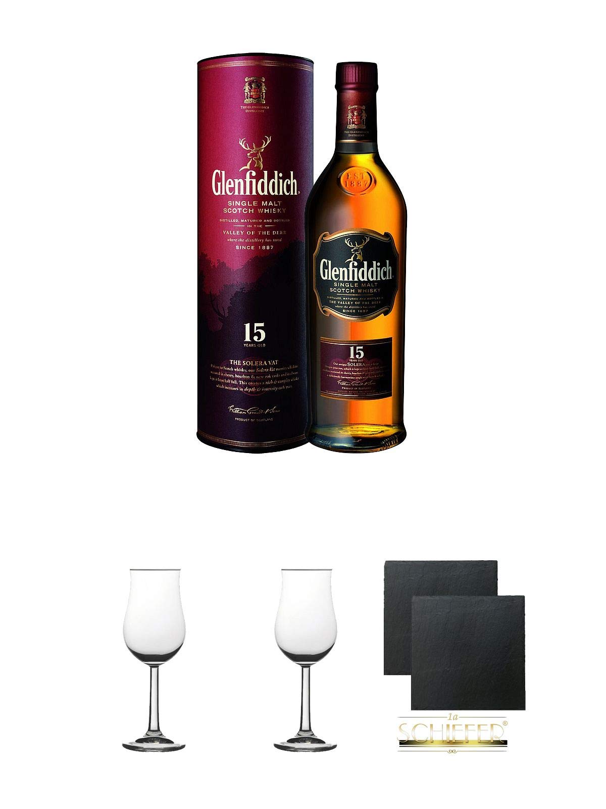 Glenfiddich 15 Jahre Single Malt Whisky 0,7 Liter +Geschenkset