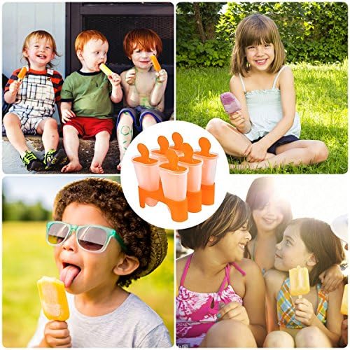 Bemomo Ice Lolly Moulds Reusable DIY Frozen Ice Cream, Children Prefer Pop Molds Ice Lolly Makers with Base | Wonderful Gift Green or Orange (Random color delivery)