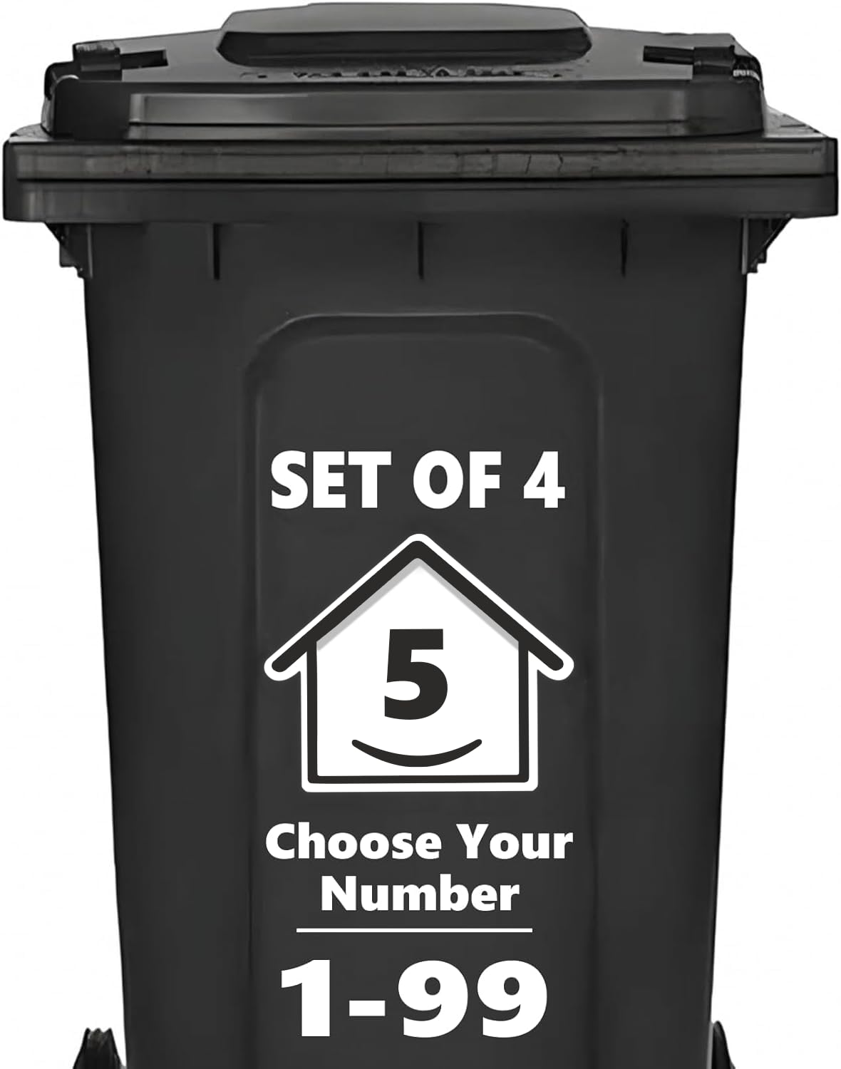 4 x Bin Numbers for Wheelie Bins, 1-99, 15cm ‘Happy House’ Design Dustbin Stickers, Easy Application Stick On Number Stickers - Weatherproof Self Adhesive Vinyl, Black (11) — view 47