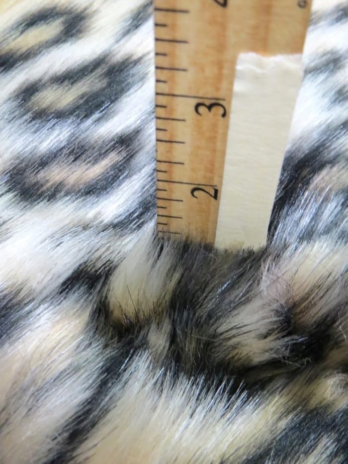 Faux Fake Fur Leopard Cheetah Animal Long Pile Fabric Sold by The Yard DIY Coats Costumes Scarfs Rugs Accessories Fashion (Snow Leopard Brown)