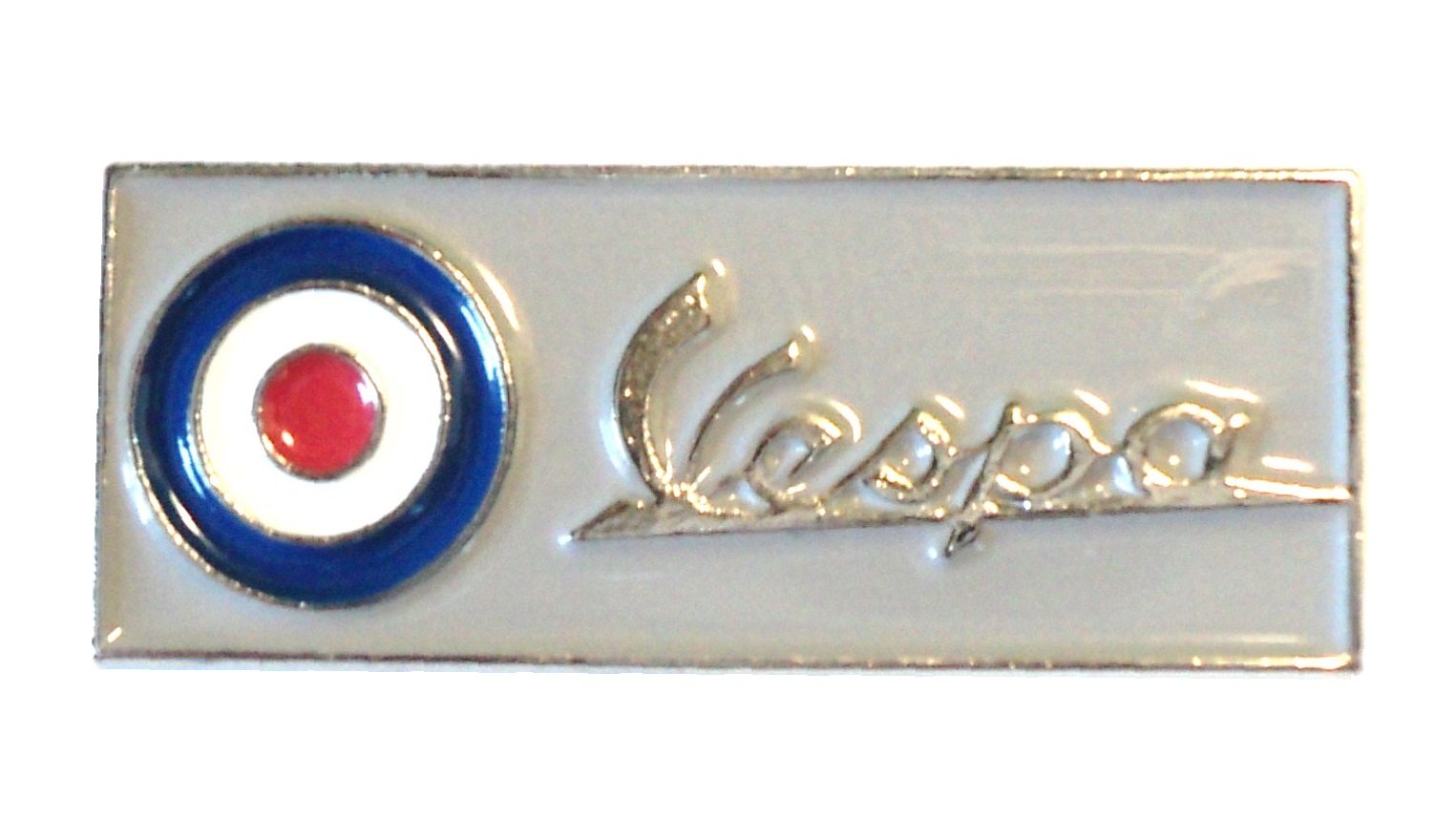 Grey Vespa Scooter With RAF MOD Target Roundel Metal Enamel Badge