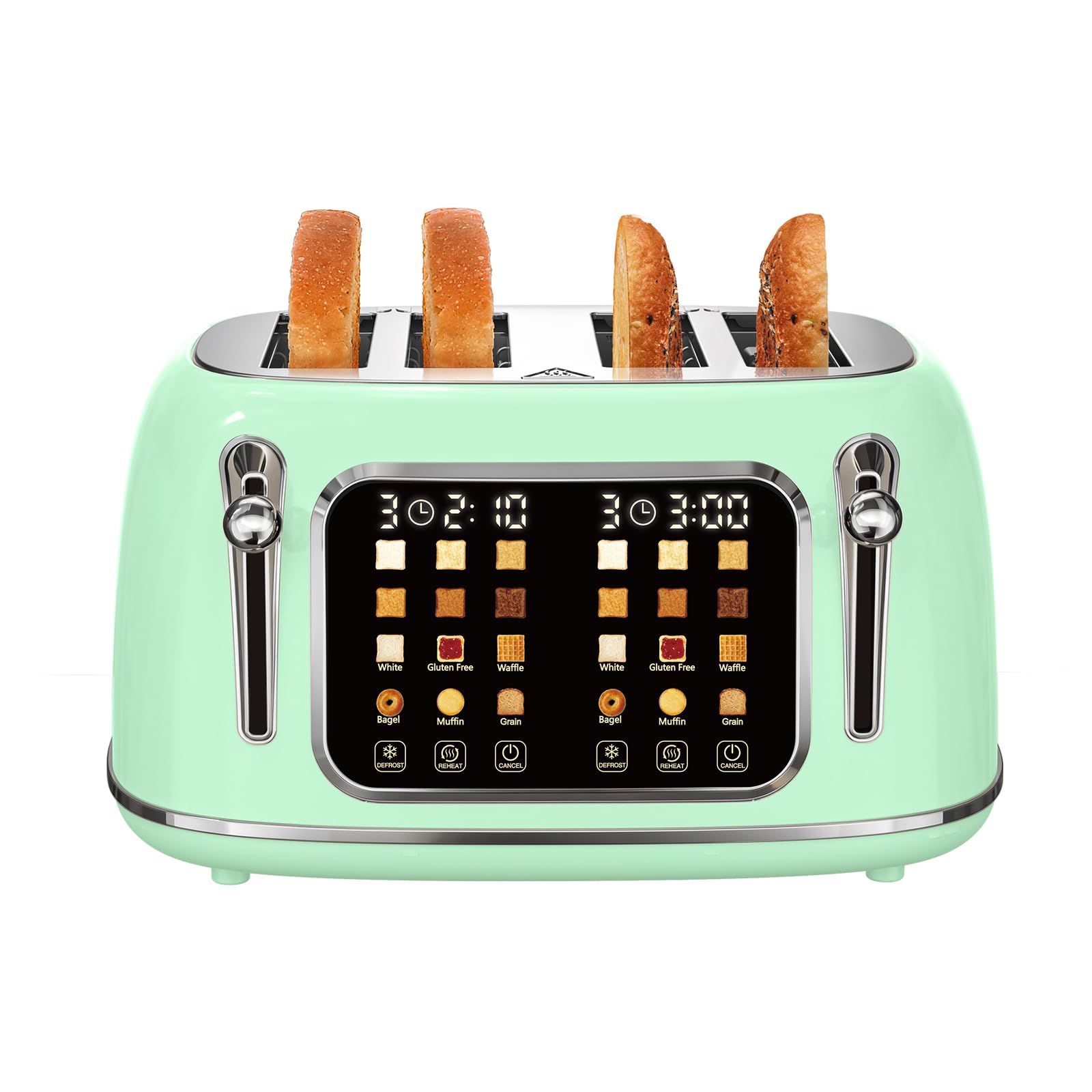 Photo 1 of Mecity Toaster 4 Slice, Touch Screen Wide Slot Retro Toaster For Breads Bagel Muffin Waffle, House Warming Gift New Home, 120V 1650W, Light Green