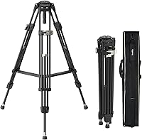 Vista 1 de SMALLRIG AD-80 FreeBlazer Trípode de aluminio resistente de aleación, trípode de video de 71 pulgadas con adaptador de cuenco de 75mm, ajuste