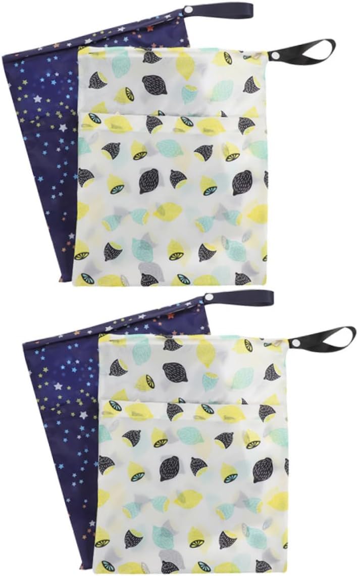 LIOOBO 4Pcs Wet Dry Bags for Travel Diaper Storage Reusable Storage Bags with Zippered Pocket for Soiled Clothes Swimsuits Wipes Easy to Clean Durable