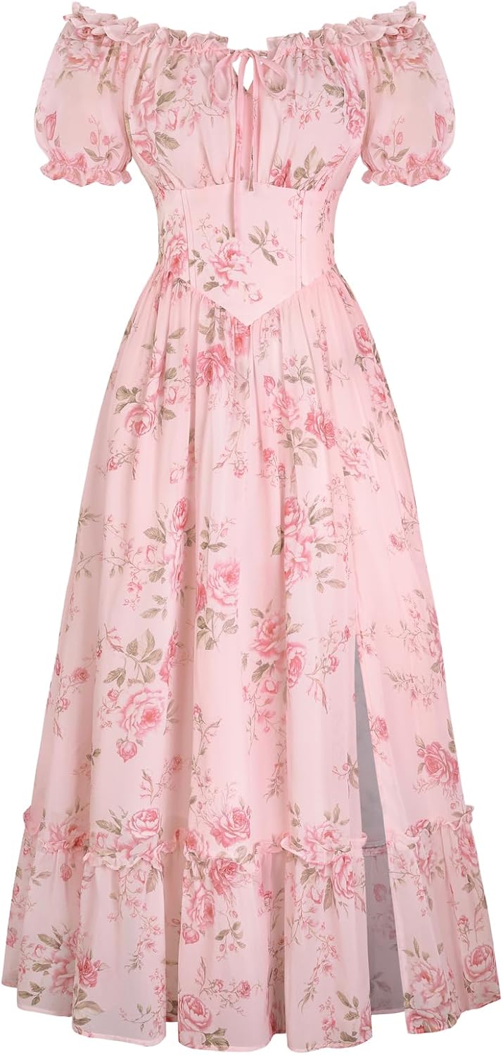 Scarlet Darkness Floral Corset Dress Women 2026 Summer Cottagecore Flowy Dresses