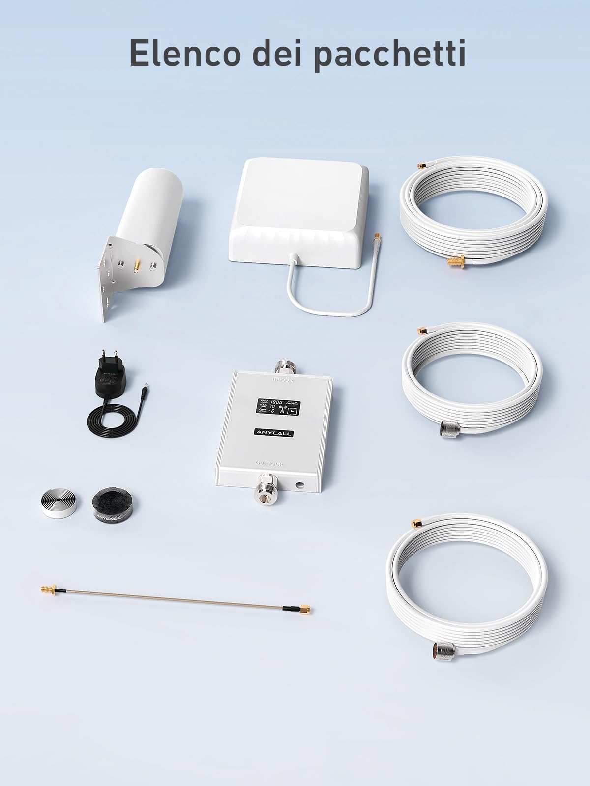 Amplificatore Segnale Cellulare per Banda 3 e 20, 4G LTE 3G GSM Ripetitore Segnale Cellulare per Casa Ufficio, Compatibile Iliad TIM Wind Tre ecc., Segnale di Ricezione a 360 Gradi