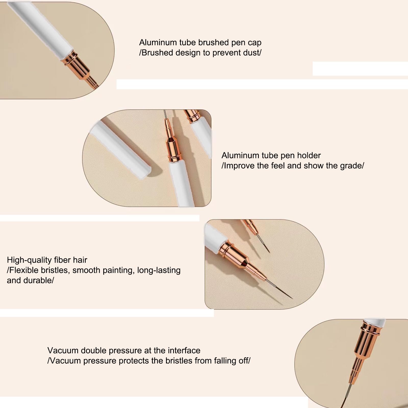 5 Piece Liner Brush Set Fine Tip Nail Art Drawing Tools for Gel Polish Manicure Painting Salon or — view 5