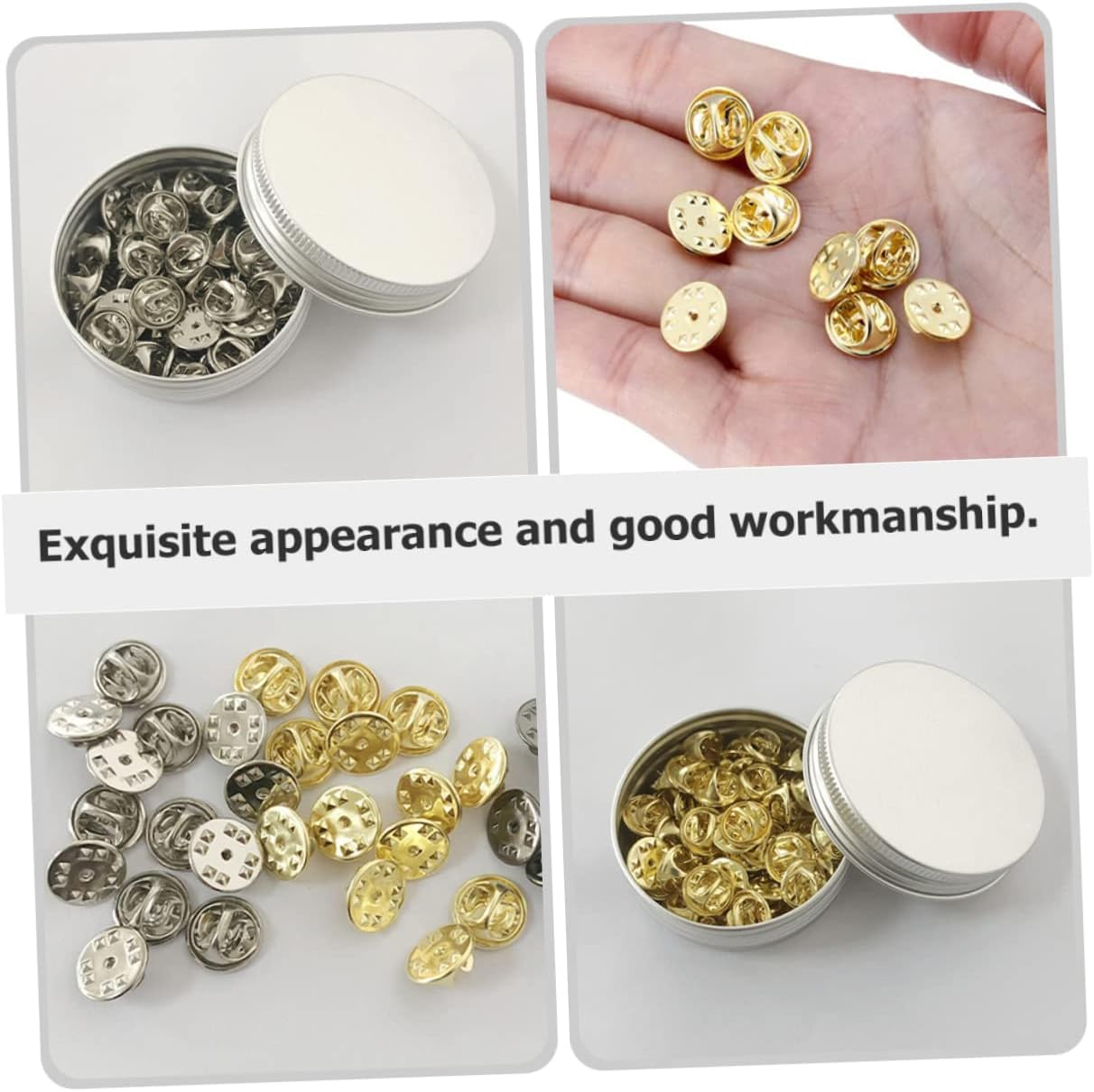 TEHAUX Locking Clasp Pin Backs and Safety Fasteners for Brooches Tie Tacks and Badges Secure Pin Holders for Jewelry Making and Crafts