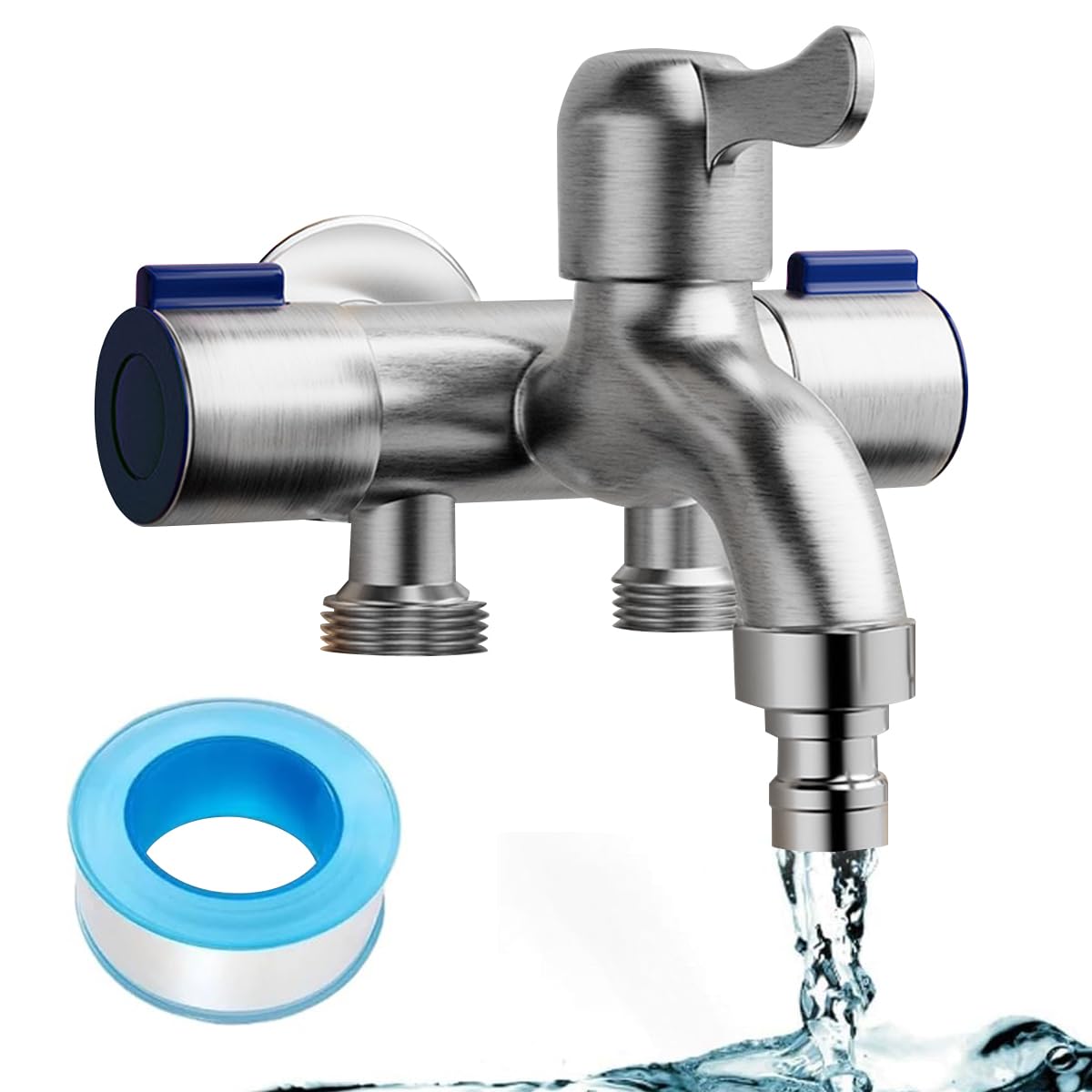 HASTHIP® Stainless Steel 3-in-1 Wall Mounted Faucet, Universal 1/4'' Thread, Multi-Outlet Diverter Tap Set for Bathroom, Laundry, Shower & Toilet Durable Anti-Rust Angle Valve Easy Install-image-39