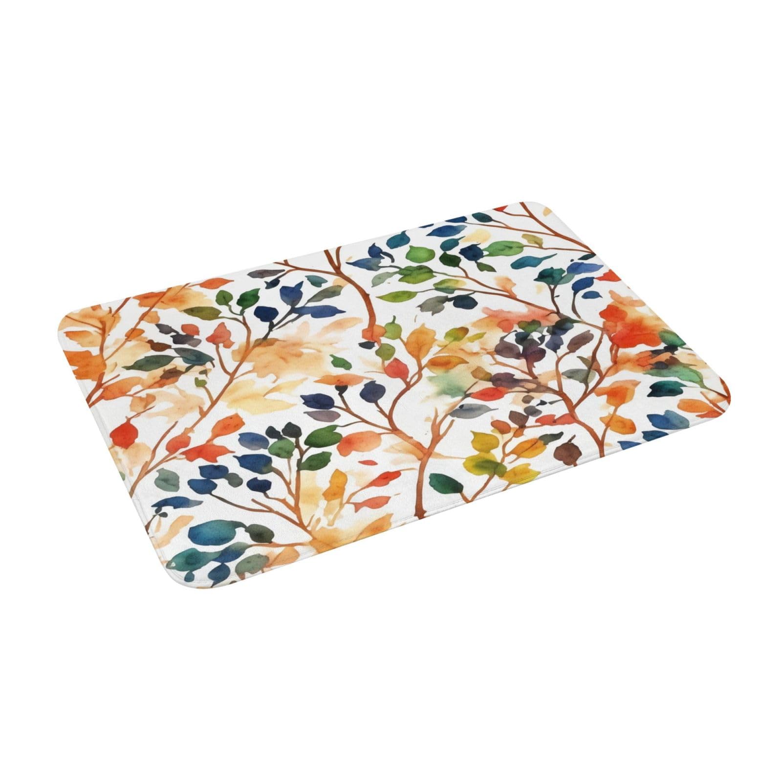LCVEBGJ Soft Bath Mats Colorful Leaves Floral Boho Spring Nature Plant Non-Slip and Quick-Drying Rugs for Kitchen Bedroom and Indoor Use - 16x24