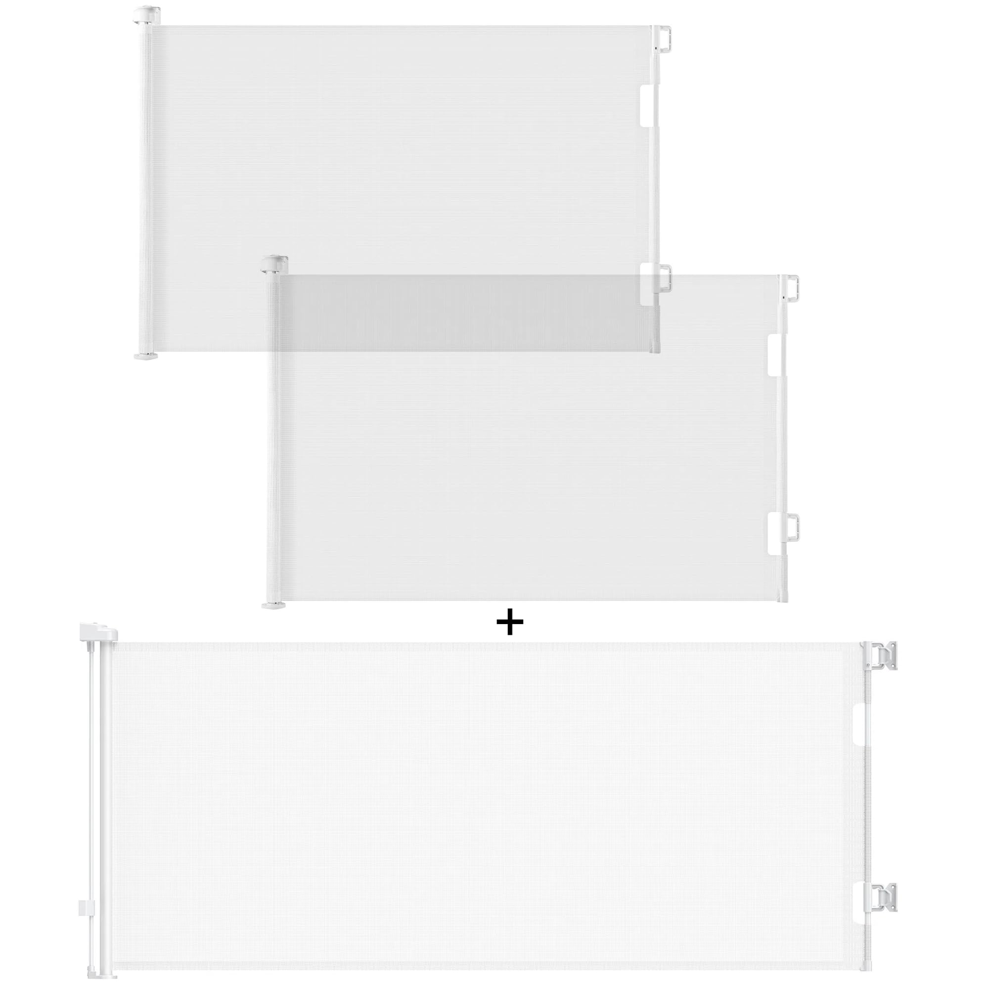 CumborWhite Wide Pet Gate 33" Tall, Extends to 76" Wide (1 Pack) & Cumbor White Baby Gate for Doorways 33" Tall, Extends to 55" Wide(2 Pack)