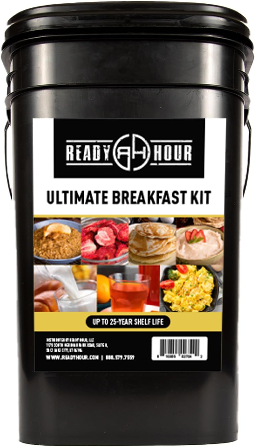 Ready Hour Breakfast Bucket (128 Servings), Emergency Food Supply, Emergency Food Kit, 25-Year Shelf Life Food, Survival Food Buckets, Long-Lasting Food Supply, Flood-Safe Container