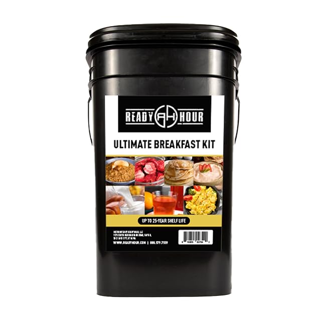 Ready Hour Breakfast Bucket 128 Servings Emergency Food Supply Emergency Food Kit 25-Year Shelf Life Food Survival Food