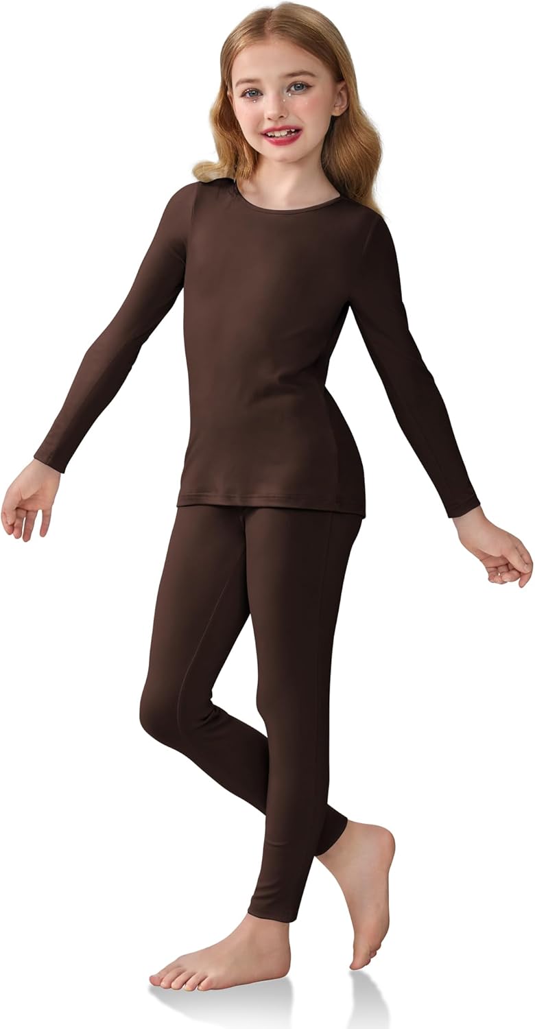 Arshiner Girls Clothes 2 Piece Fall Outfits Slim Long Sleeve Shirt and Leggings Set Kids Thermal Underwear sets