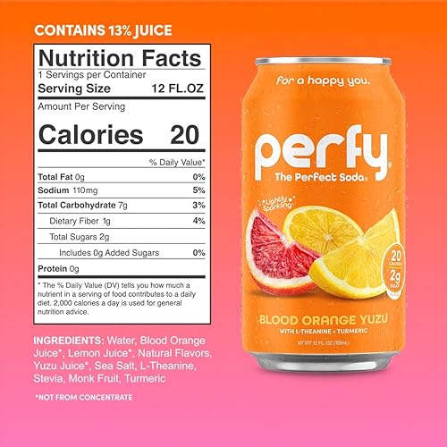 Miniatura 5 de Perfy Superfood Soda  Bajo en azúcar, bajo en carbohidratos, sin gluten, sin cafeína, refresco cetogénico  Hecho con jugo de fruta real +