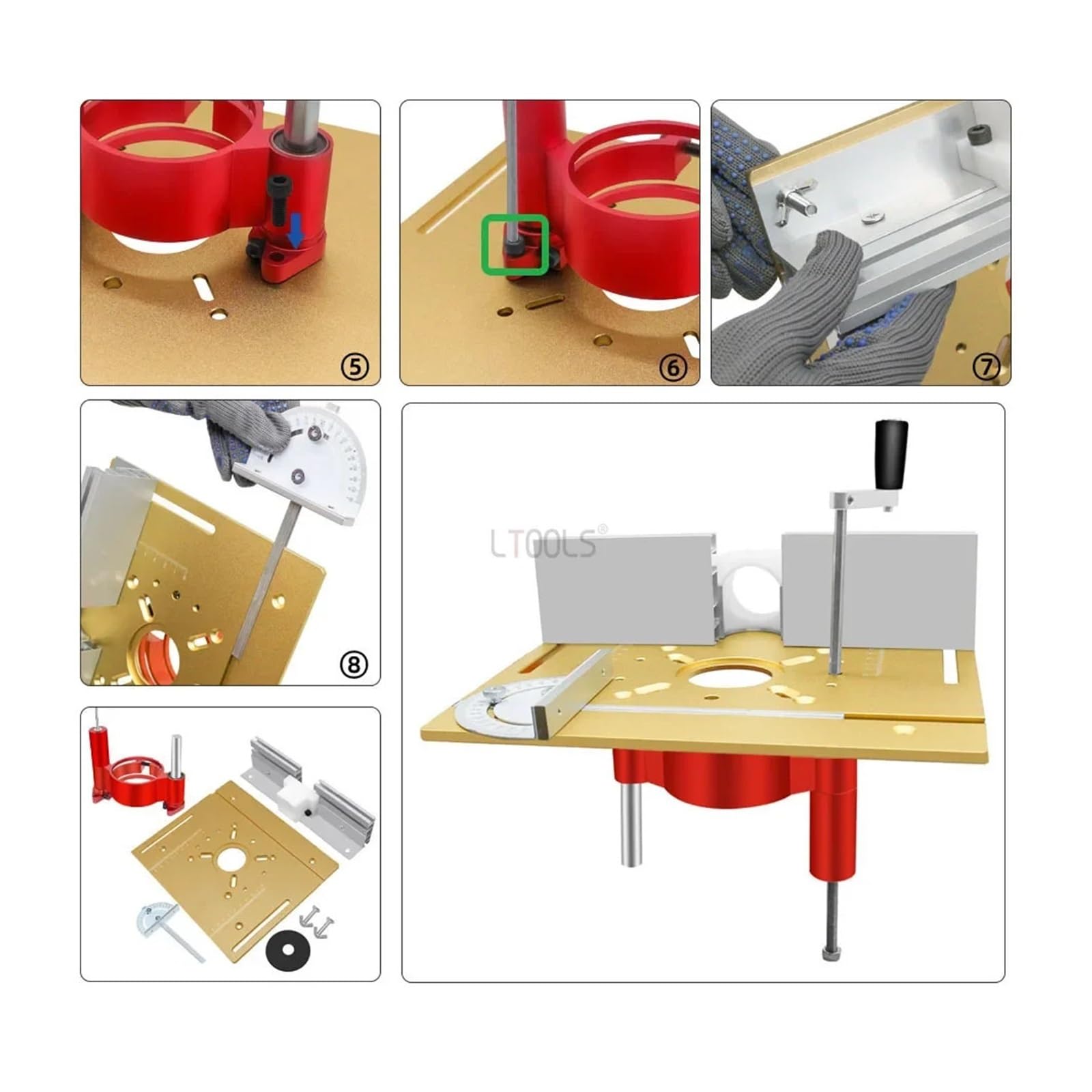 Ulepsz Precyzyjny System Podnoszenia Routera I Aluminiową Płytkę Wstawiania Stołu - Podstawa Podnośnika Do Drewna Stołów Roboczych Narzędzie Majsterkowania Precyzja, Odporność Na ZużYcie(D)