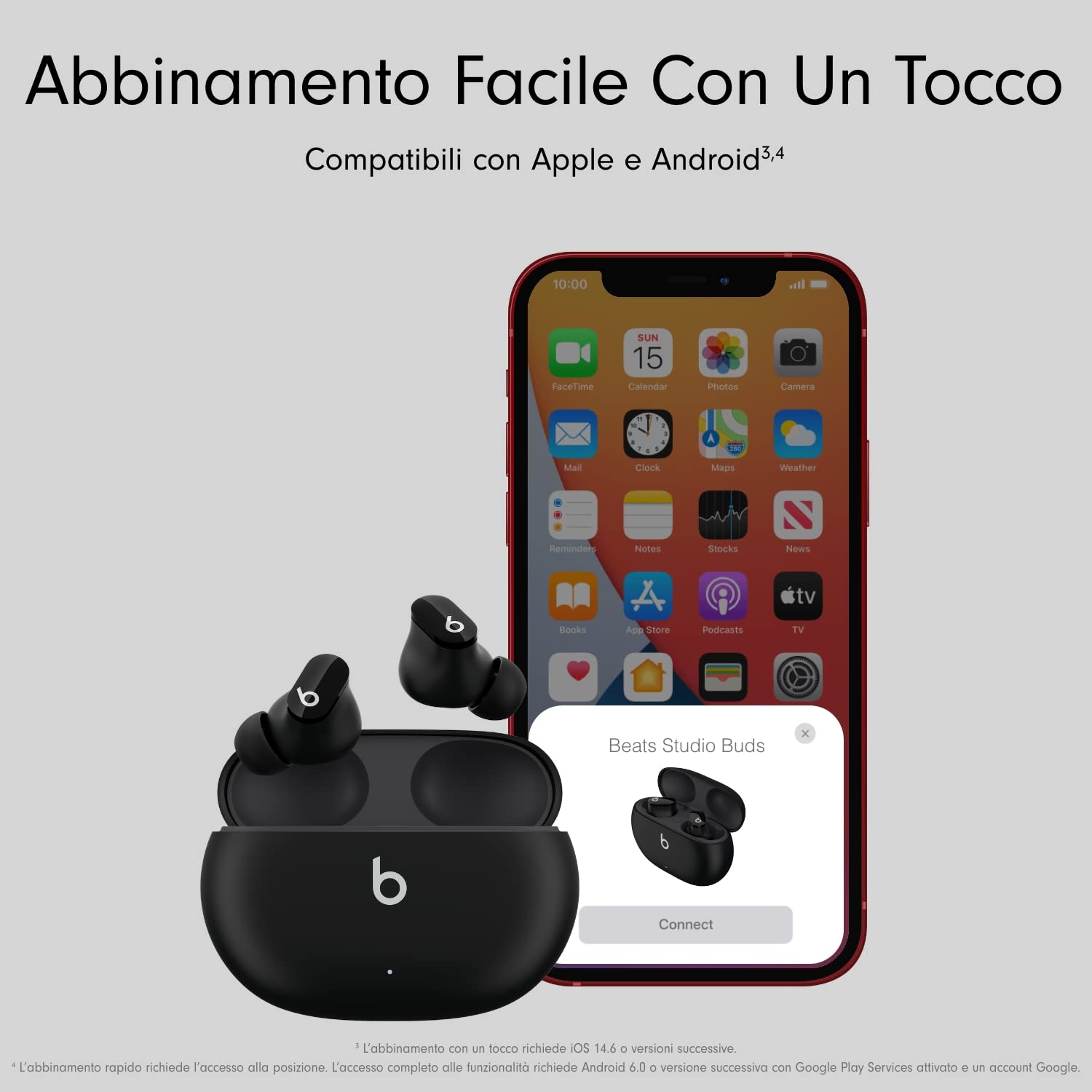 Beats Studio Buds – Auricolari bluetooth totalmente wireless con cancellazione del rumore – auricolari senza fili, compatibili con Apple e Android, Bluetooth di Classe 1 - Nero
