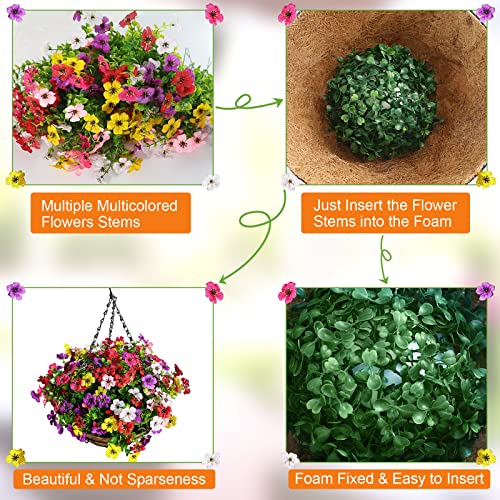 Lardux Artificial Hanging Baskets With Flowers - 12 Inch Fake Flowers In Hanging Basket For Outdoors Garden Patio Porch Deck Yard Decoration #TOP2