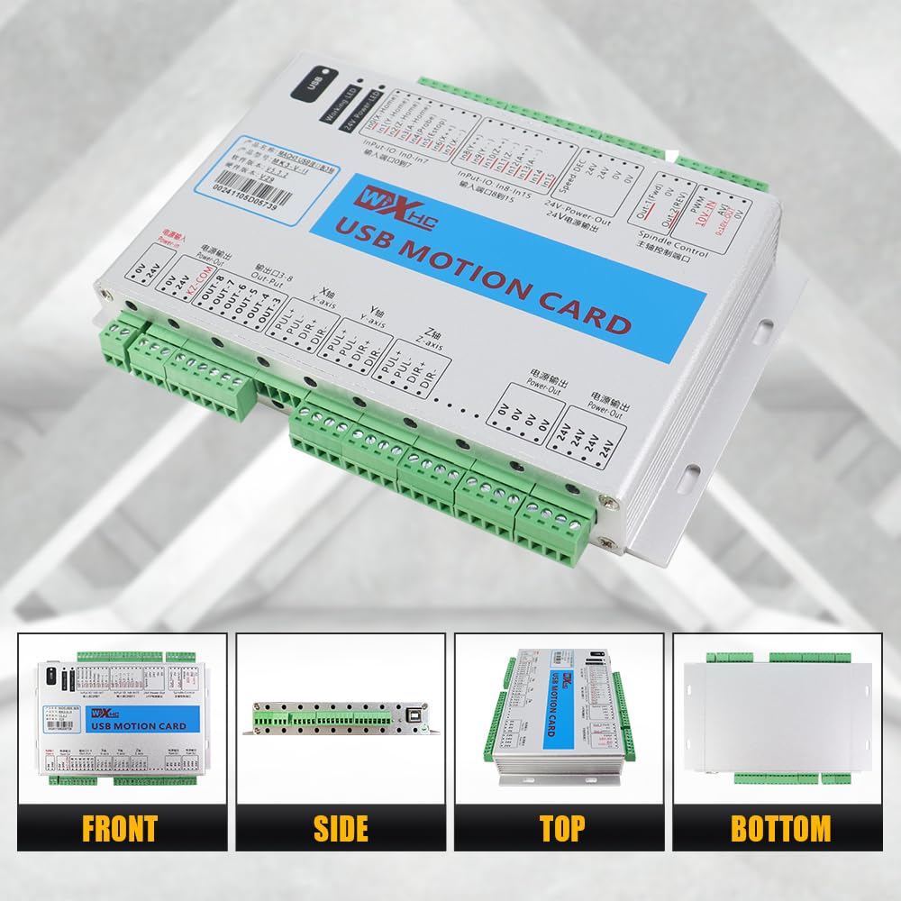 Scheda di controllo del movimento WXHC USB/Ethernet, controller CNC di precisione per motori passo-passo, hobbisti, progetti educativi e piccoli produttori, compatibile MACH3, I/O versatile, facile