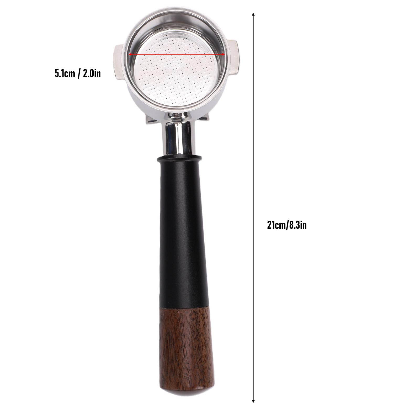 TOPINCN Portafiltro de café de 51mm, Repuesto de Portafiltro de Acero Inoxidable de 2 Orejas (Caño doble con fondo)
